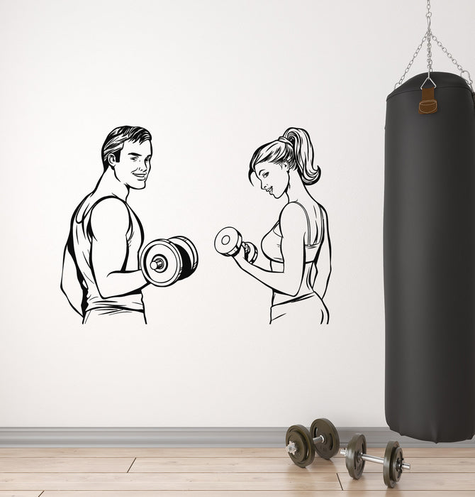 Vinyl Wall Decal Health Bodybuilding Fitness Club Man Woman Run Gym Stickers Mural (g7379)