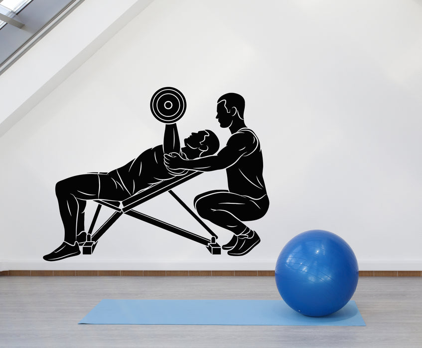 Vinyl Wall Decal Fitness Bench Man Gym Sport Barbell Workout Stickers Mural (g7937)