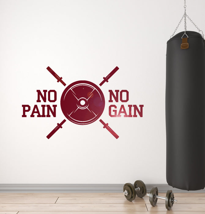 Vinyl Wall Decal Gym Fitness Quote Bodybuilding Barbell Sports Stickers Unique Gift (ig3514)