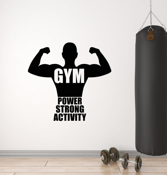 Vinyl Wall Decal Gym Fitness Power Strong Activity Sports Stickers Mural (g4316)