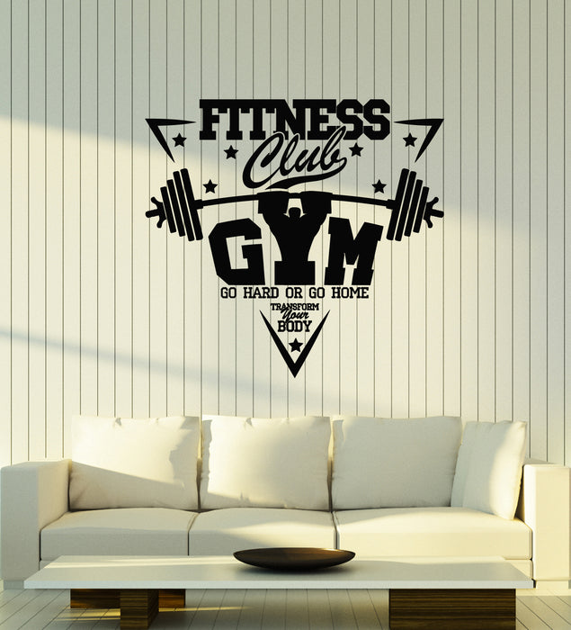 Vinyl Wall Decal Gym Fitness Club Transform Your Body Iron Sports Stickers Mural (g4323)