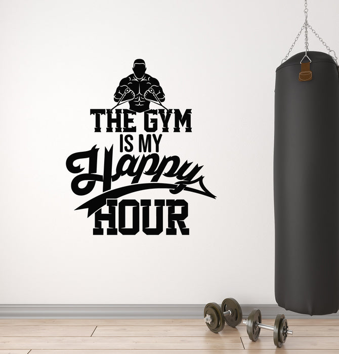 Vinyl Wall Decal Lifestyle Gym Fitness Man Sports Phrase Words Stickers Mural (g4375)