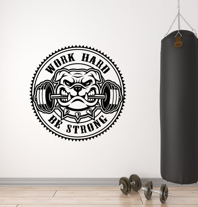 Vinyl Wall Decal Gym Fitness Bodybuilding Work Hard Be Strong Stickers Mural (g4518)