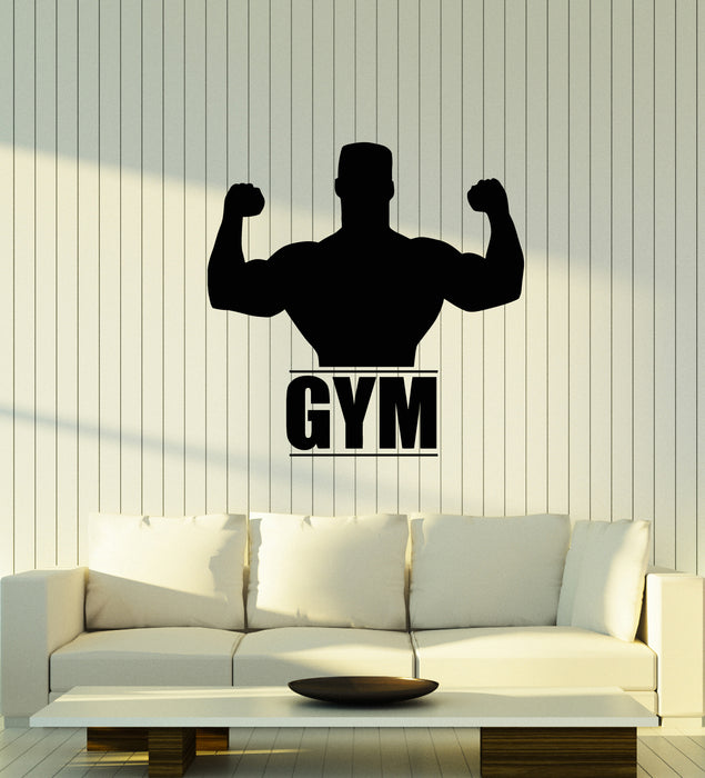 Vinyl Wall Decal Gym Decor Man Fitness Bodybuilding Sports Stickers Mural (g4584)