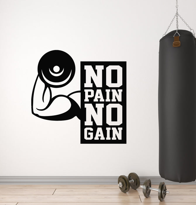 Autocollant mural en vinyle No Pain No Gain Fitness Muscled Gym Sport Stickers Mural (g4936)