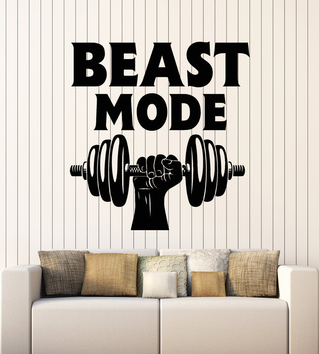 Vinyl Wall Decal Beast Mode Gym Phrase Fitness Center Sports Stickers Mural (g5511)