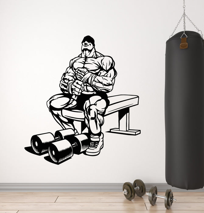 Vinyl Wall Decal Gym Bodybuilding Fitness Strongman Iron Sports Stickers Mural (g5837)