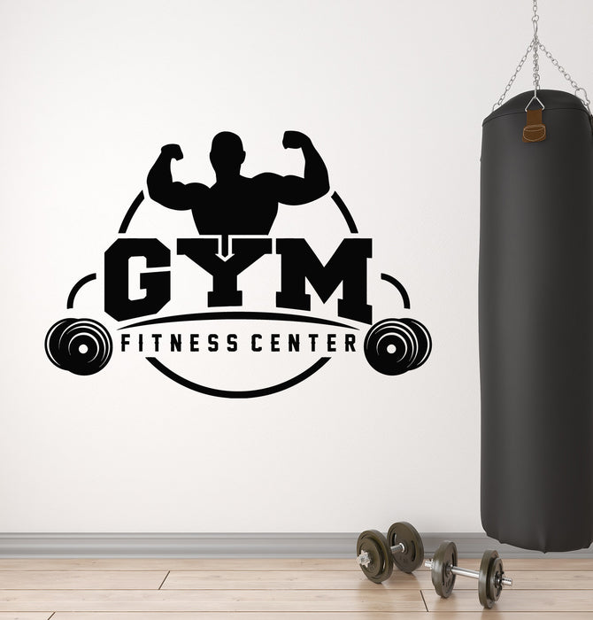 Vinyl Wall Decal Gym Training Iron Weight Fitness Center Sports Healthy Lifestyle Stickers Mural (g6790)