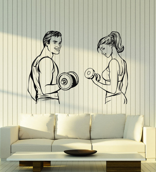 Vinyl Wall Decal Health Bodybuilding Fitness Club Man Woman Run Gym Stickers Mural (g7379)