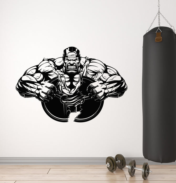 Vinyl Wall Decal Strong Man Bodybuilding Sportsman Gym Iron Sport Stickers Mural (g7970)