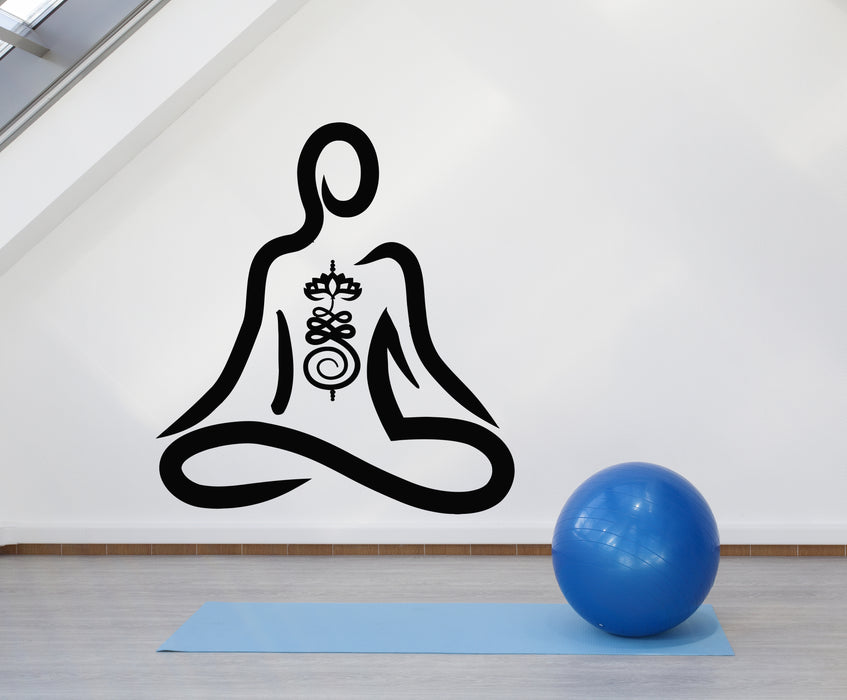 Vinyl Wall Decal Yoga Room Abstract Lotus Pose Meditation Zen Stickers Mural (g2855)