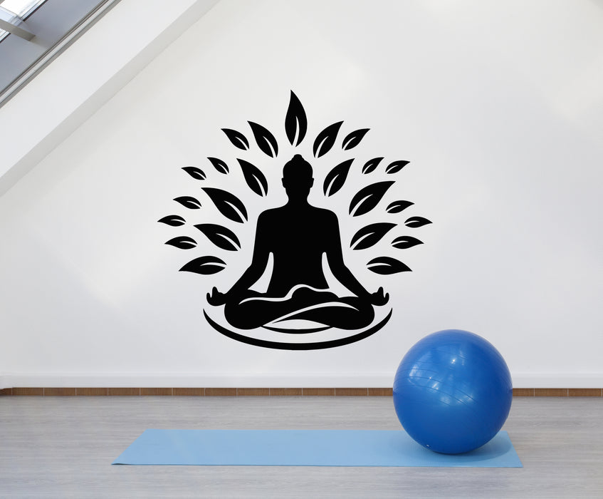 Vinyl Wall Decal Yoga Gym Meditation Room Zen Lotus Pose Stickers Mural (g3024)