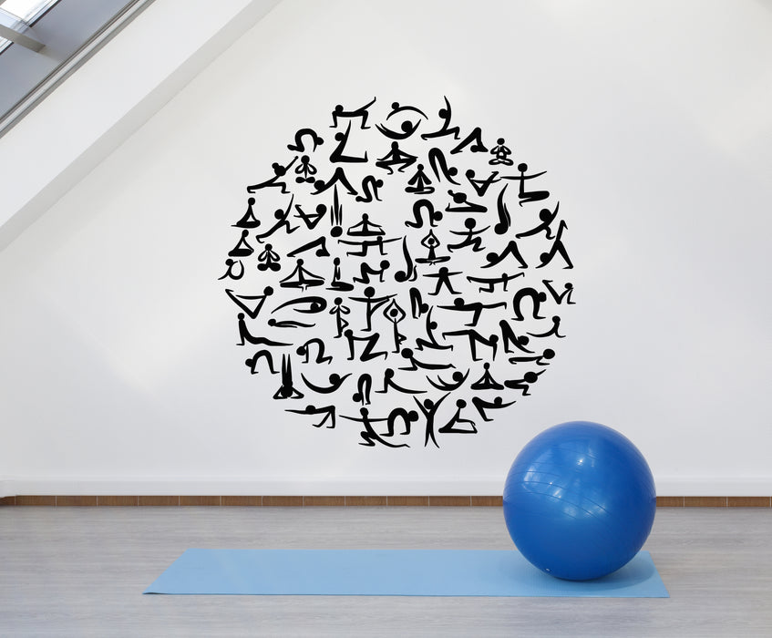 Vinyl Wall Decal Gym Yoga Studio Room Meditation Pose Stickers Mural (g4941)