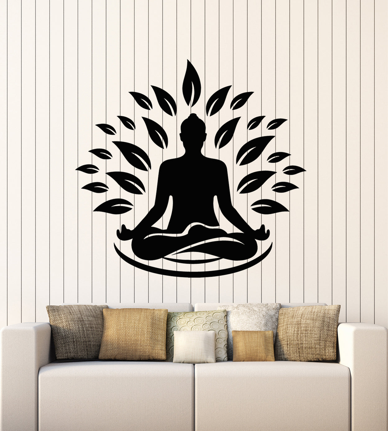 Vinyl Wall Decal Yoga Gym Meditation Room Zen Lotus Pose Stickers Mura ...