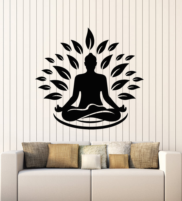 Vinyl Wall Decal Yoga Gym Meditation Room Zen Lotus Pose Stickers Mural (g3024)