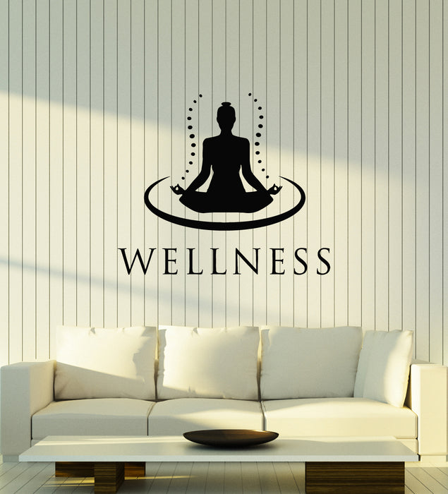 Vinyl Wall Decal Gym Yoga Room Wellness Meditation Lotus Pose Stickers Mural (g3665)