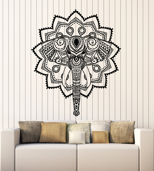 Vinyl Wall Decal Mandala Gym Yoga Meditation Room Elephant Stickers Mural (g5189)