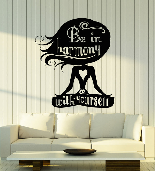 Vinyl Wall Decal Gym Yoga Room Harmony With Yourself Stickers Mural (g5551)