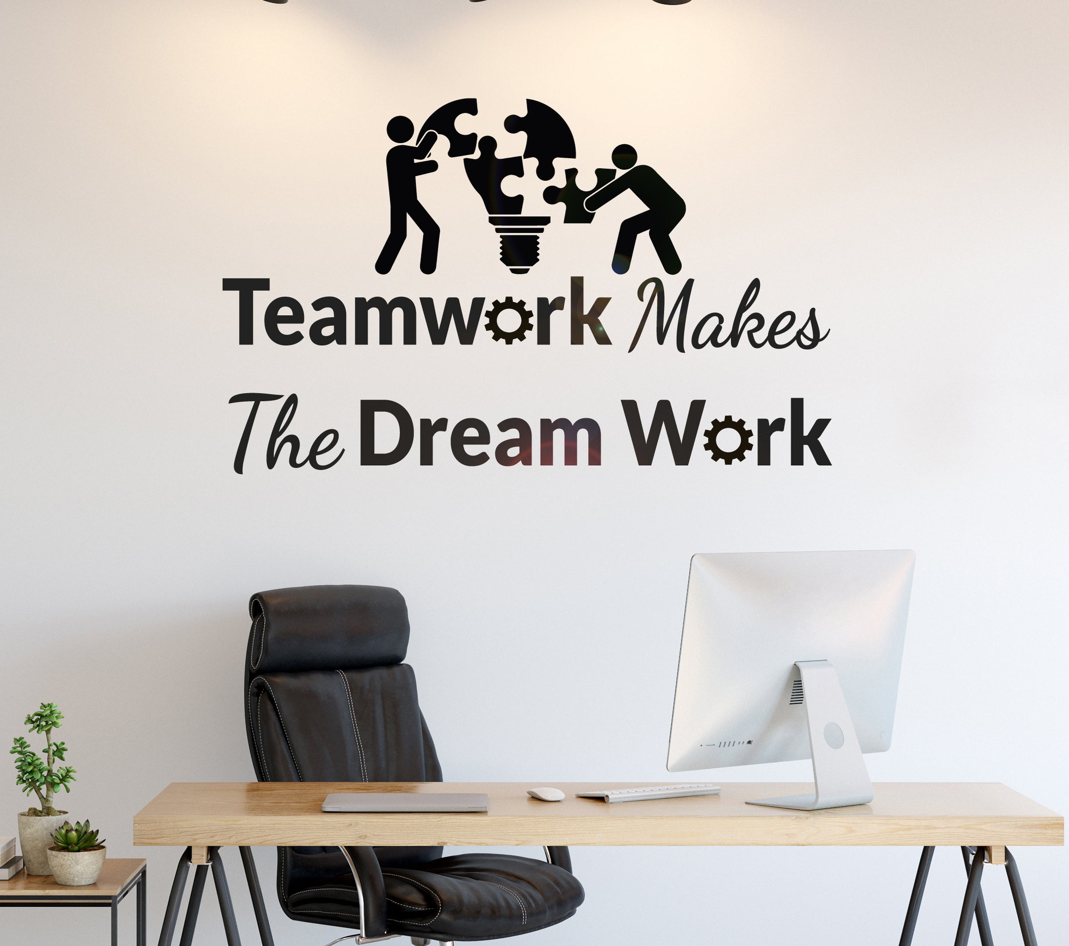 Vinyl Wall Decal Teamwork Office Light Bulb Work Idea Decor Stickers M ...