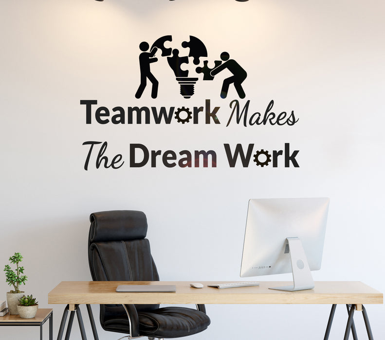 Workdesk Decals Vinyl Wall Decal Teamwork Office Light Bulb Work Idea Decor Stickers M ...