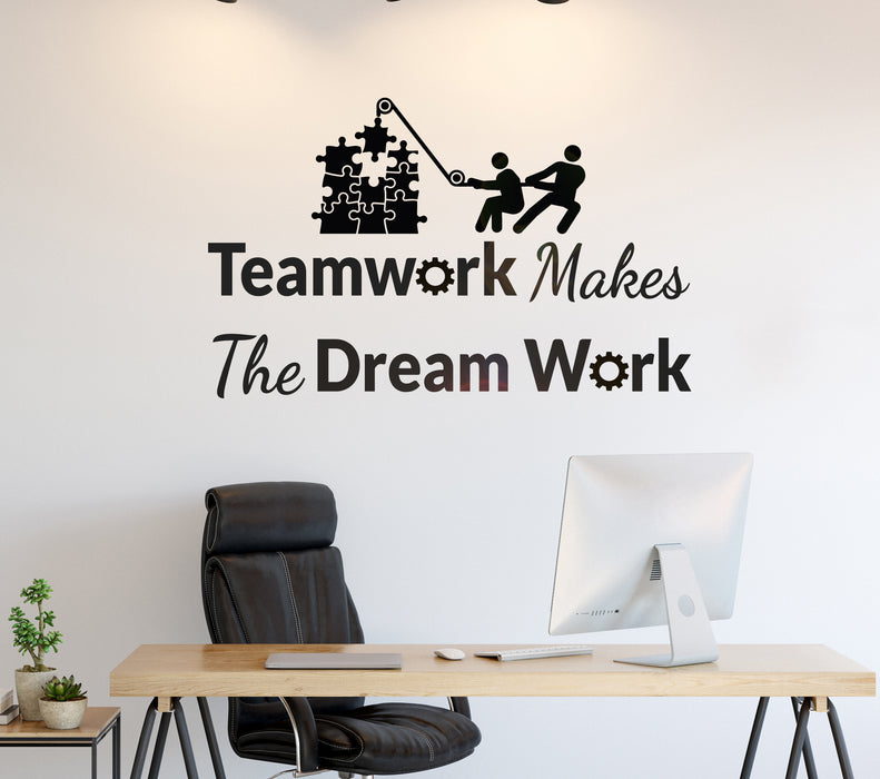 Vinyl Wall Decal Phrase Teamwork Puzzles Idea Work Office Stickers Mural 35 in x 22 in gz230