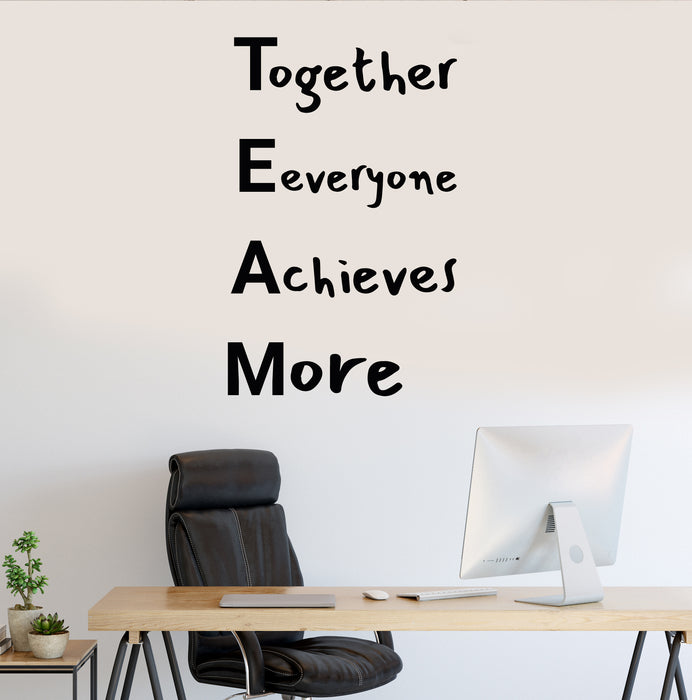 Vinyl Wall Decal Teamwork Together Everyone Achieves More Words Office Stickers Mural 35 in x 22 in gz234