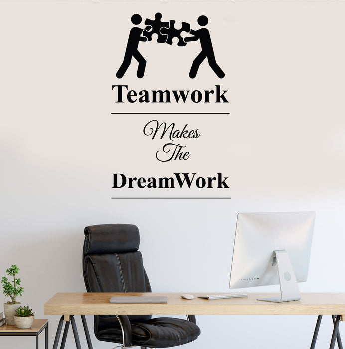 Vinyl Wall Decal Teamwork Words Office Dream Work Puzzles Stickers Mural 35 in x 22 in gz235