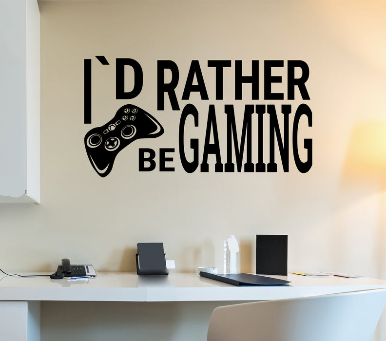 Autocollant mural en vinyle avec phrase « Je préfère jouer à des jeux vidéo » 44,5 x 84 cm gz246