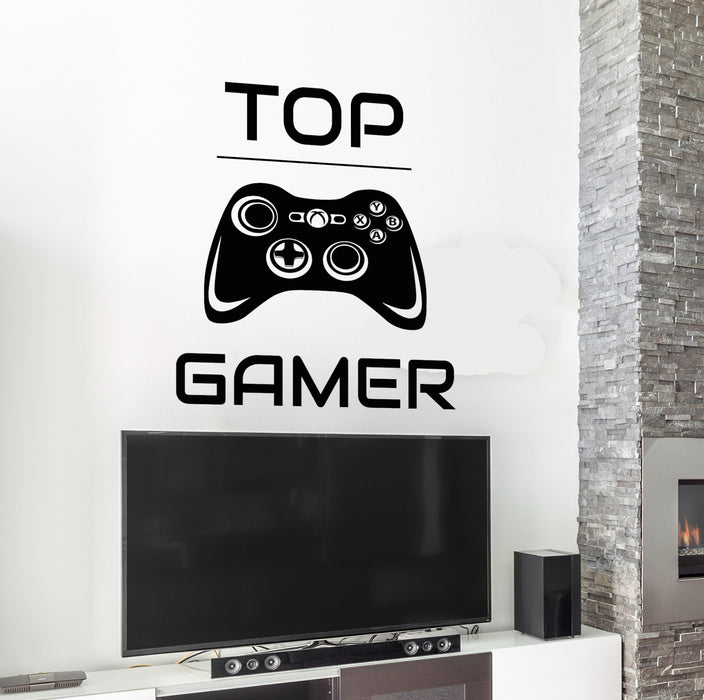 Виниловая наклейка на стену с надписью «Top Gamer Playroom Joystick» для детской комнаты, настенные наклейки 22,5 x 25 дюймов gz248