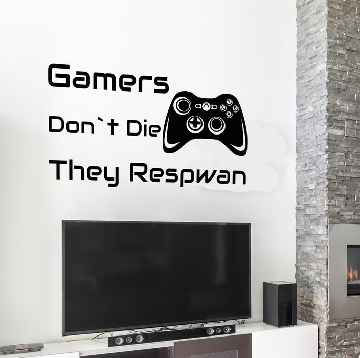 Vinyl Wall Decal Quote Game Room Gamer Video Games Joysticks Stickers Mural 35 in x 19 in gz250
