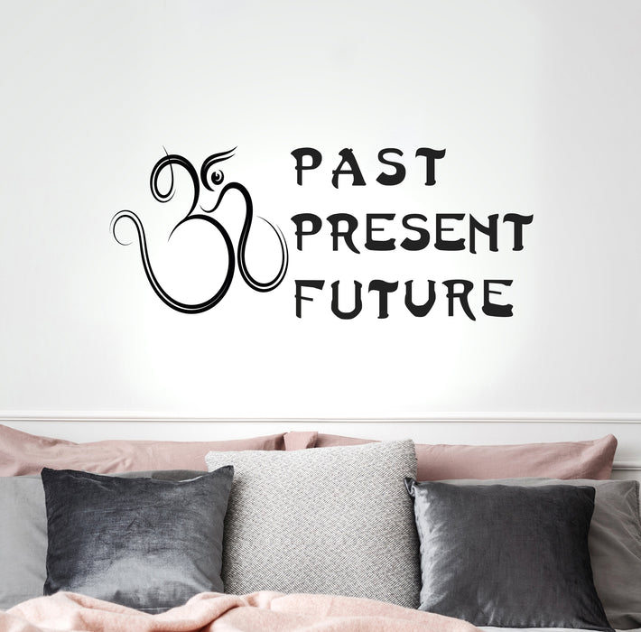 Vinyl Wall Decal Om Elephant Buddha indian Past Present Future Stickers Mural 35 in x 15 in gz251