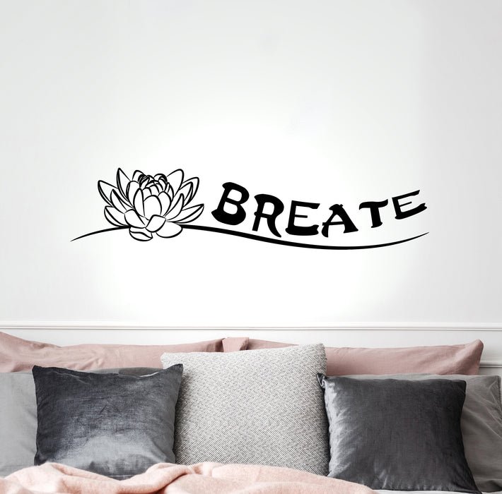 Vinyl Wall Decal Indian Yoga Breathe Buddha Meditation Room Stickers Mural 35 in x 8 in gz258