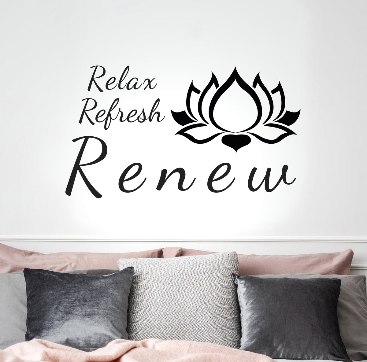 Vinyl Wall Decal Lotus Relax Refresh Renew Yoga Center Meditation Stic