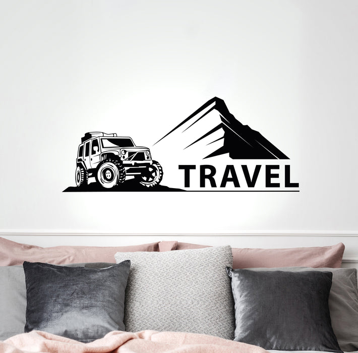 Виниловая наклейка на стену с надписью «Путешествие, приключения, горы, джип», наклейки, настенная живопись, 35 дюймов x 15 дюймов gz273