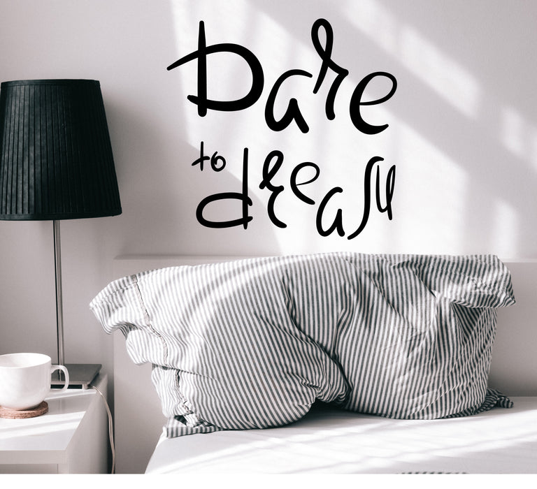 Autocollant mural en vinyle avec phrase inspirante Dare To Dream Home Room Decor Stickers muraux 22,5 po x 21,5 po gz283