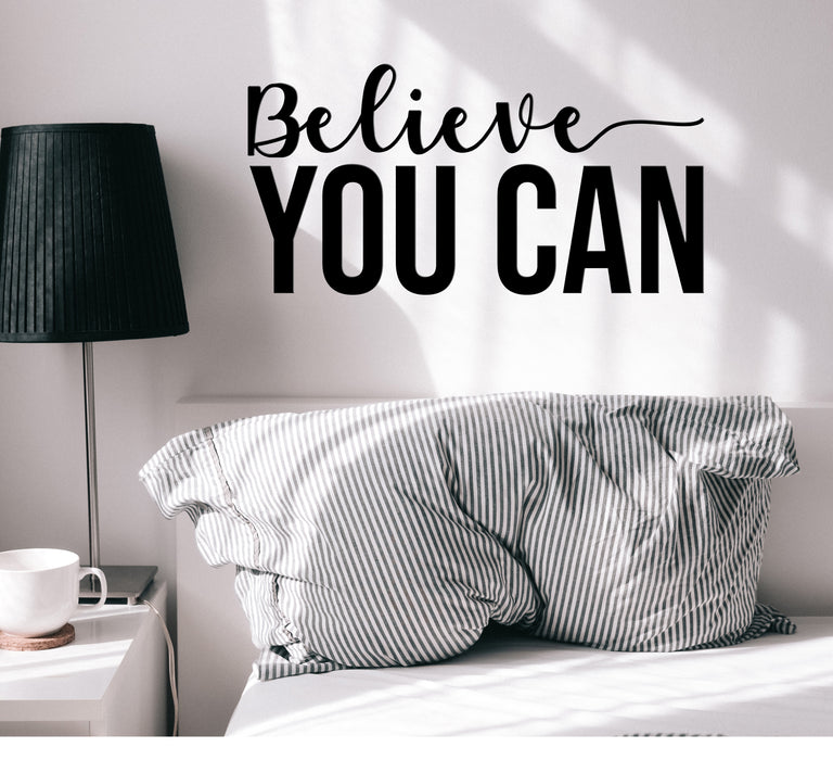 Vinyl Wall Decal Motivation Quote Inspiring Words Believe You Can Stickers Mural 22.5 in x 11.5 in gz286