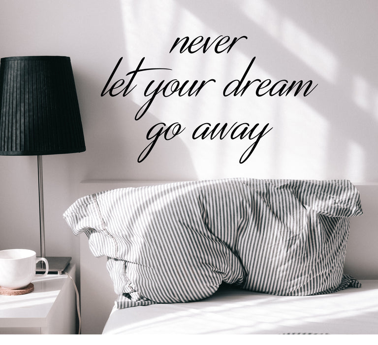 Vinyl Wall Decal Never Let You Dream Go Away Happen Inspirational Words Stickers Mural 22.5 in x 13 in gz289