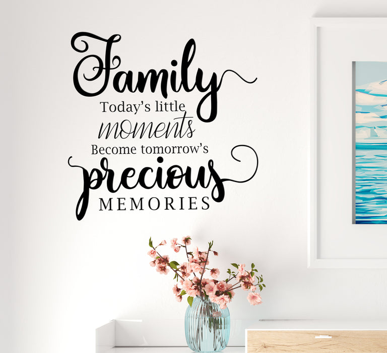 Vinyl Wall Decal Family Precious Memories Motivational Phrase Words Stickers Mural 22.5 in x 22 in gz299