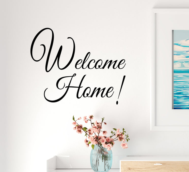 Autocollant mural en vinyle avec inscription « Welcome Home Family House Decor » - 57,5 ​​x 47,5 cm - gz302