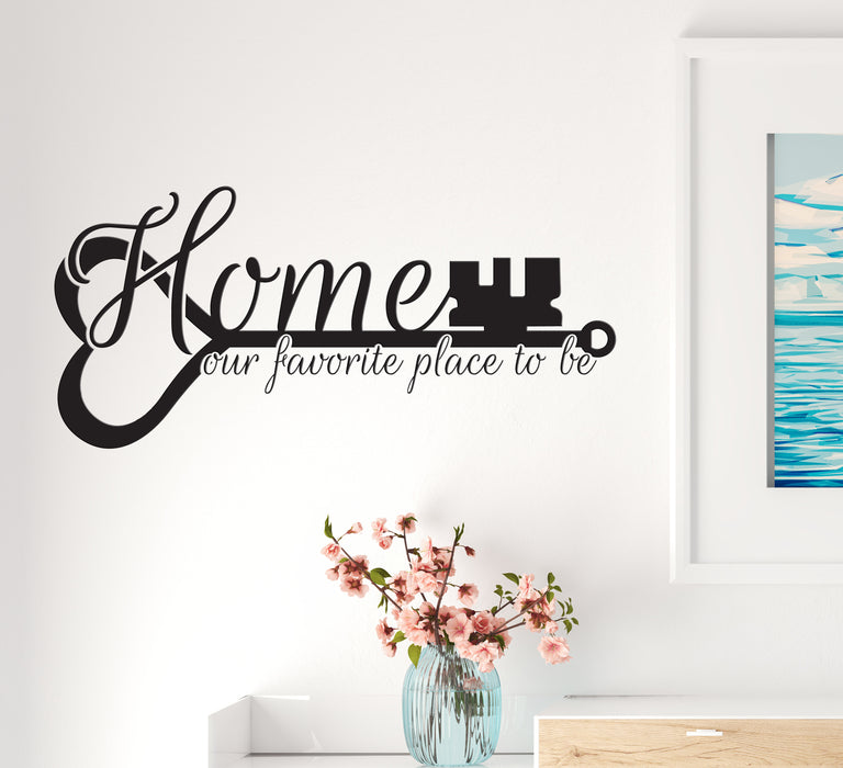 Vinyl Wall Decal Home Our Favorite Place To Be Lettering Family Key Stickers Mural 35 in x 16 in gz305