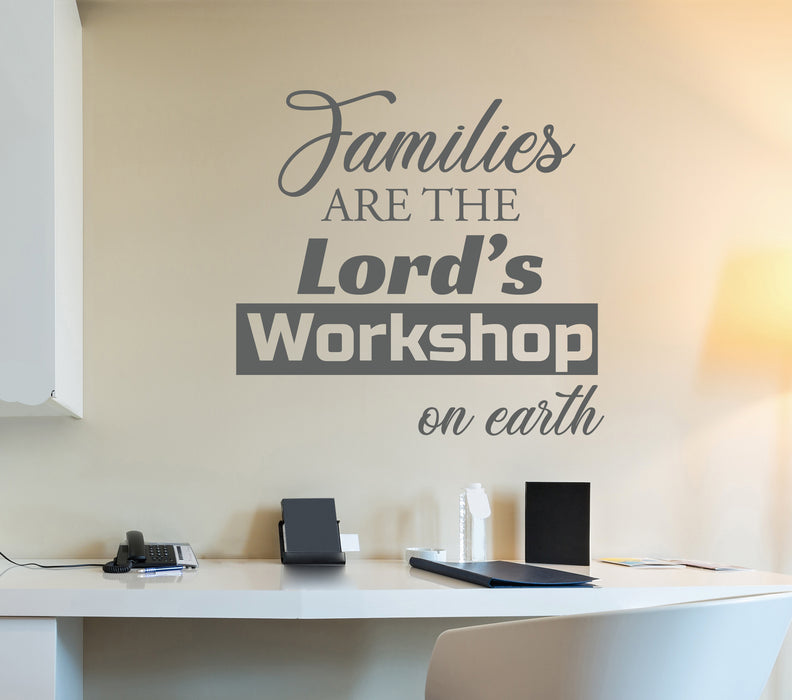 Vinyl Wall Decal Family God Religion Inspiring Quote Words Stickers Mural 22.5 in x 21 in Grey gz316