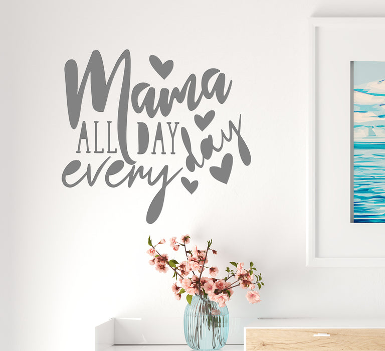 Vinyl Wall Decal Words Mama Mother Love Family Gift Parents Stickers Mural 22.5 in x 21 in Grey gz317