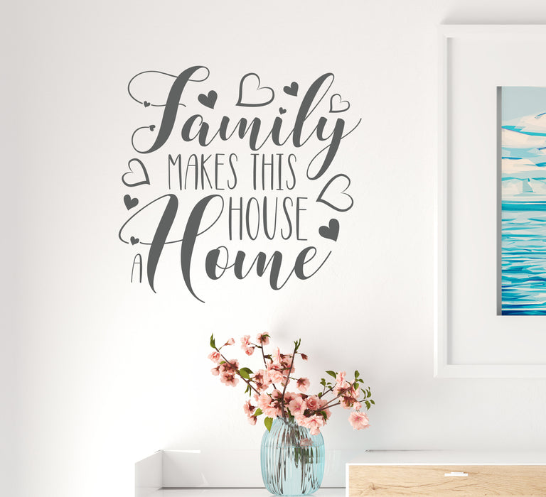 Vinyl Wall Decal Quote Lettering Family Welcome Home House Stickers Mural 22.5 in x 22.5 in Grey gz319