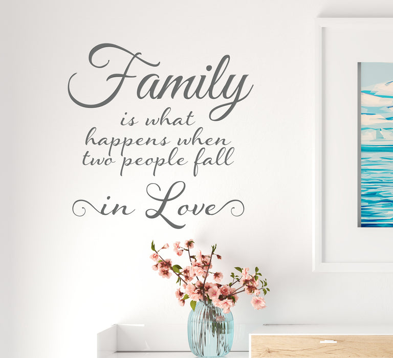 Vinyl Wall Decal Lettering Family Love Romantic Happiness Home Art Stickers Mural 22.5 in x 22.5 in Grey gz320