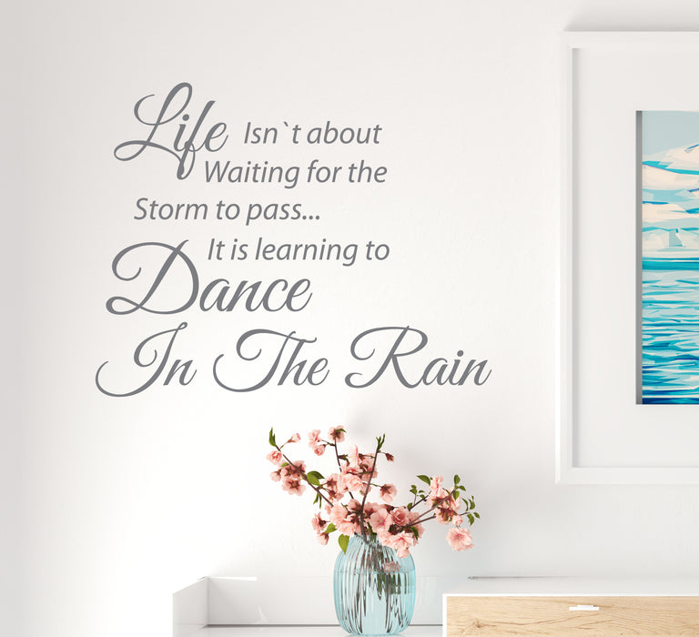 Wall Decal Inspiring Words Romantic Life Love Dancing Rain Vinyl Decor GREY 22.5 in x 17.5 in gz322
