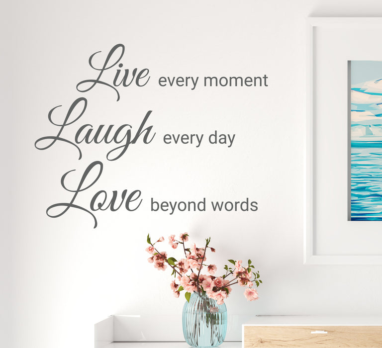 Wall Decal Live Laugh Love Motivational Words Lettering Vinyl Decor GREY 22.5 in x 17.5 in gz328