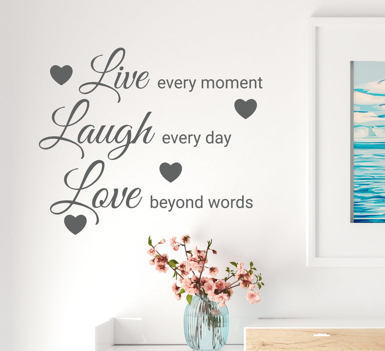 Wall Decal Live Laugh Love Positive Quote Words Lettering Vinyl Decor GREY 22.5 in x 18.5 in gz329