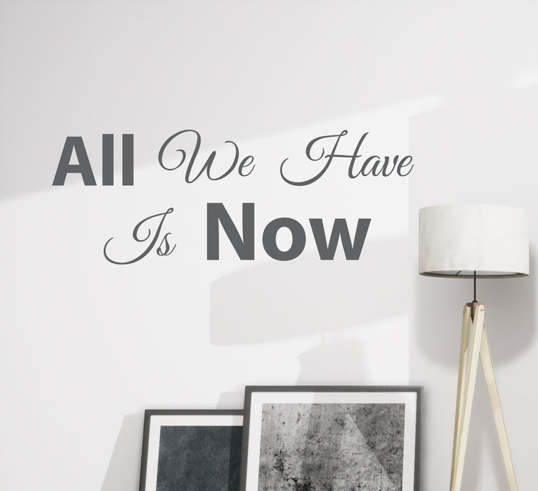 Wall Decal Phrase All We Have Is Now Motivation Quote Vinyl Decor GREY 22.5 in x 8.5 in gz332
