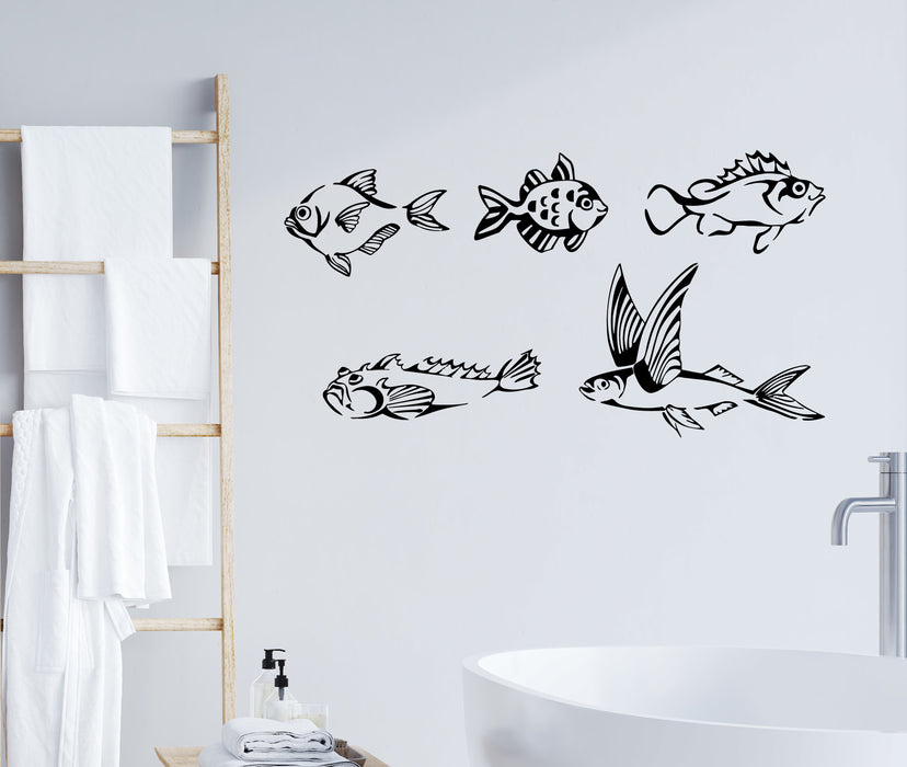 Wall Decal Bathroom Fishing Club Marine Ocean Sea Fish Vinyl Decor 35 —  Wallstickers4you