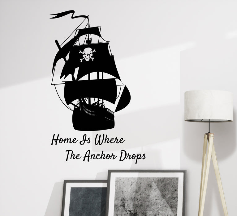 Wall Decal Pirate Ship Ocean Sea Marine Style Vinyl Decor gz391